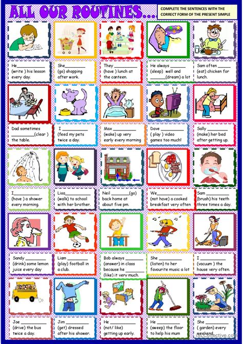 All Our Routines Present Simple Ge English Esl Worksheets Pdf Doc