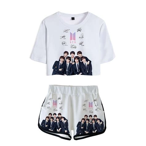 [50 Off] Kpop Bts One Set Crop Top And Shorts Girls Fashion Clothes Teen Fashion Outfits Girl