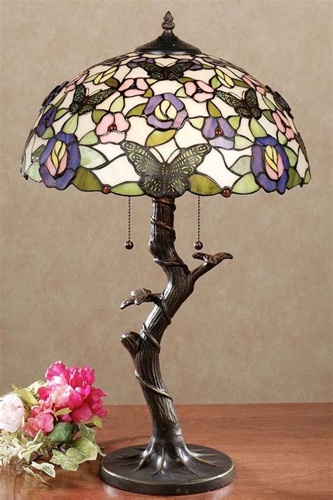 Take Flight Butterfly Floral Stained Glass Table Lamp Glass Table Lamp Stained Glass Table