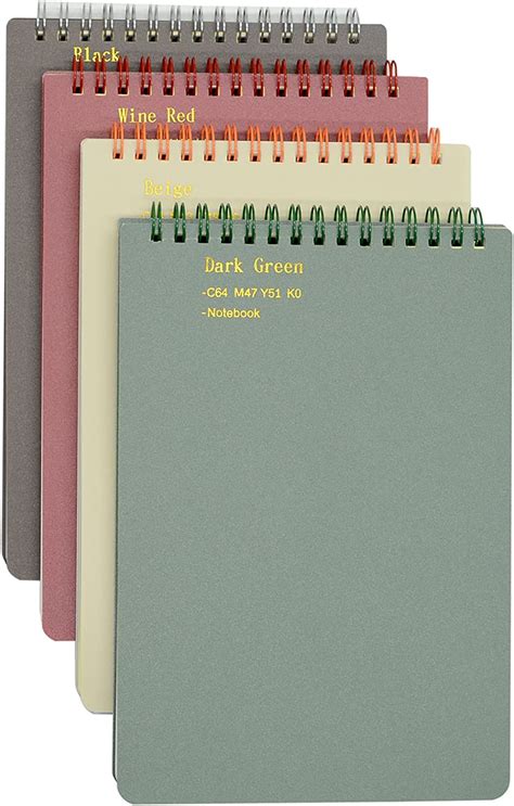 Top Bound Spiral Notebook 4 Pcs 4 Color A5 Size Thick