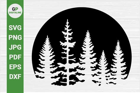 Pine Trees In A Circle Forest Svg Graphic By Gpdigitaline · Creative