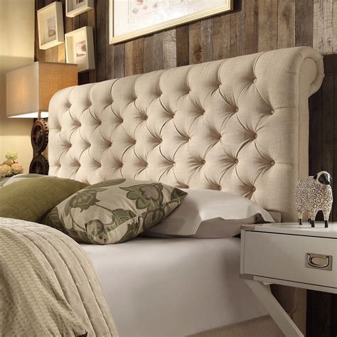 Shop Knightsbridge Rolled Top Tufted Chesterfield Queen Headboard By