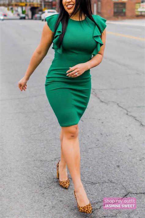 13 green dress jasmine sweet outfit form fitting dress fashion looks dresses