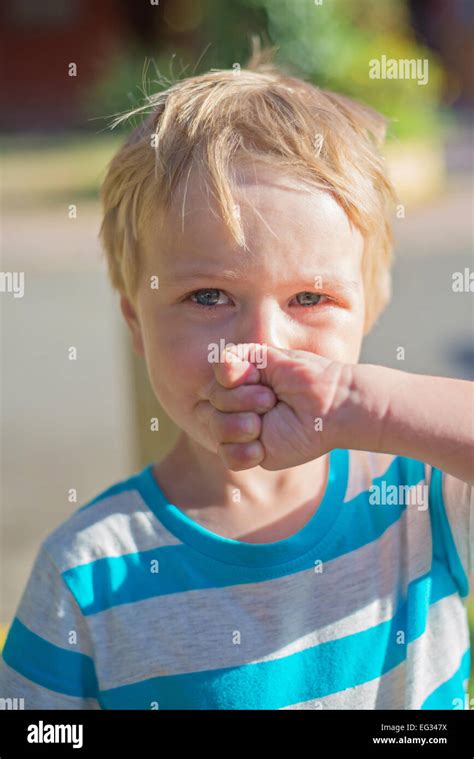 Unhappy Little Boy Stock Photo Alamy