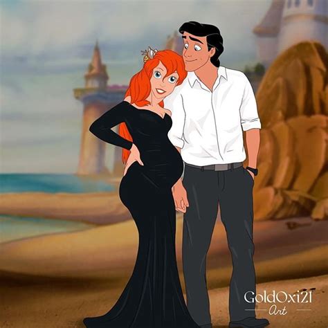 Princess Ariel And Prince Eric Artist Transforms Disney Princesses Into Pregnant Women