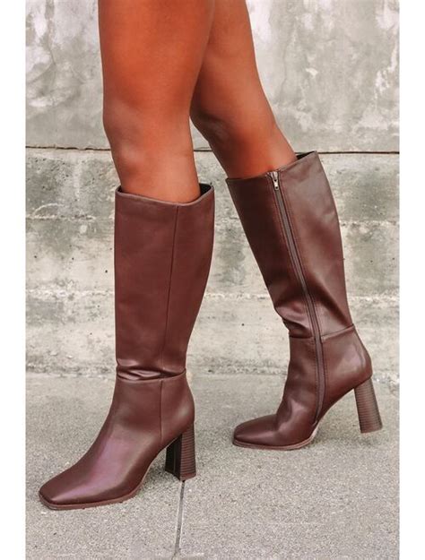 Buy Lulus Reelee Chocolate Square Toe Knee High Boots Online Topofstyle