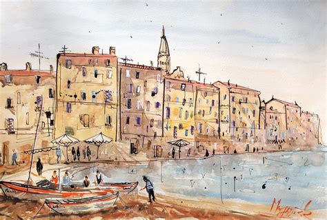 Original Watercolor Painting Seascape Painting Italy Painting Italy