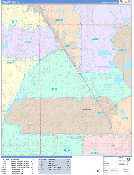Pinellas Park Florida Zip Code Maps Color Cast