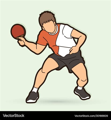 Ping Pong Player Table Tennis Action Cartoon Vector Image