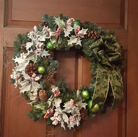 Check spelling or type a new query. evergreen Christmas wreath, frosted holly,pinecones ...