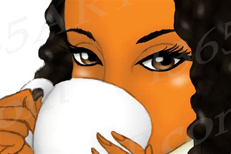 Fall Autumn Tea Sipping Girls Black Woman Clipart Png