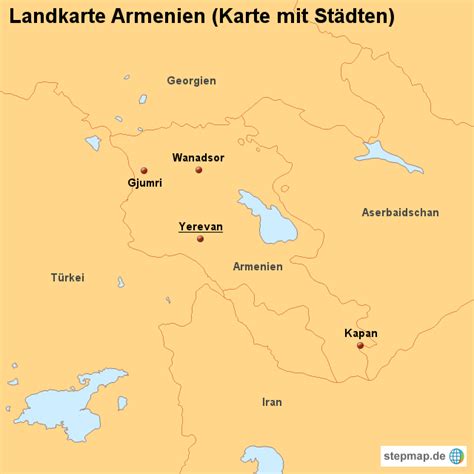 Armenien karte stadtplan anzeigen gelände stadtplan mit gelände anzeigen satellit satellitenbilder anzeigen hybrid satellitenbilder mit straßennamen anzeigen. StepMap - Landkarte Armenien (Karte mit Städten ...