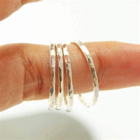 Thin Stacking Rings Sterling Silver Slim Stacking Rings Etsy