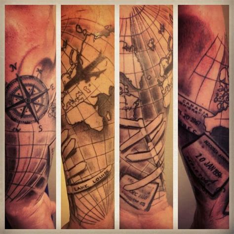 Travel Tattoo Compass Plane Stamps Tattoo Research Pinterest