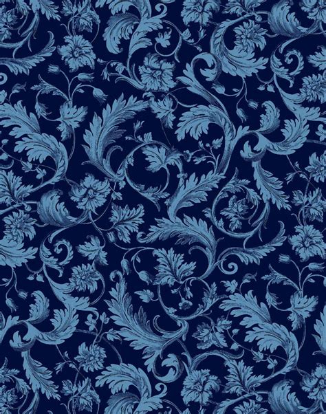 Four Seasons Velvet Dark Blue Velvet Wallpaper Paisley Wallpaper