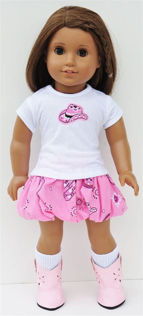 american girl clothes pink cowgirl hat tshirt and bubble skirt etsy doll clothes american girl