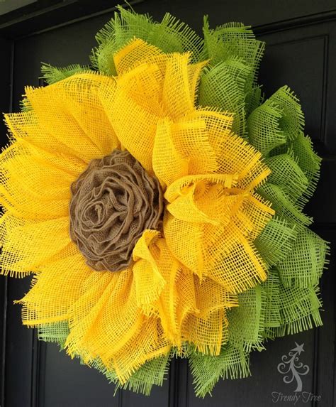 Sunflower Wreath With Ribbon Rose Center Tutorial Sunflower Burlap
