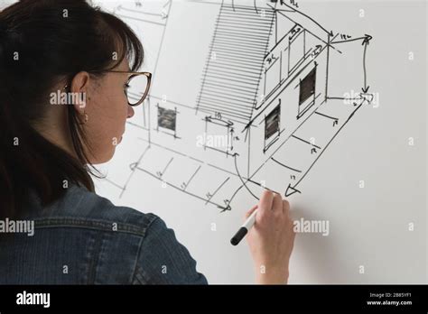 Close Up Of A Young Female Architect Drawing A Sketch For A New Famaly