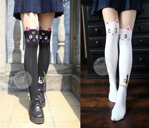 Buy Anime Sailor Moon Cosplay Luna Cat Pattern Pantyhose Tights Socks Stockings