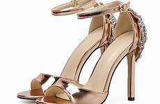 gold high shoes sandals diamante heels metallic bling stiletto evening back