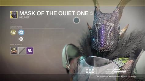 Destiny 2 Mask Of The Quiet One New Exotic Titan Helmet Youtube