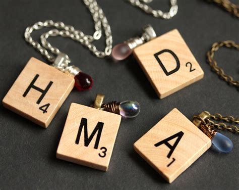 Personalized Initial Necklace Letter Necklace Classic Wood Scrabble