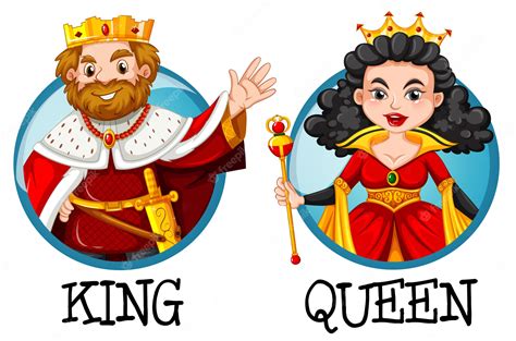 Free Vector King And Queen On Round Badges Hot Sex Picture