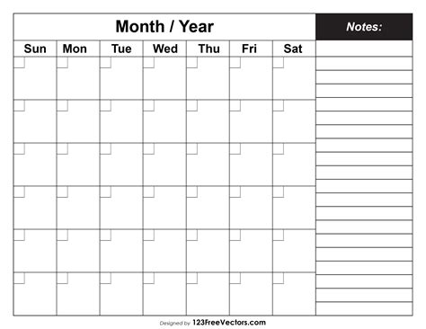 Free Printable Blank Calendar With Notes 2024