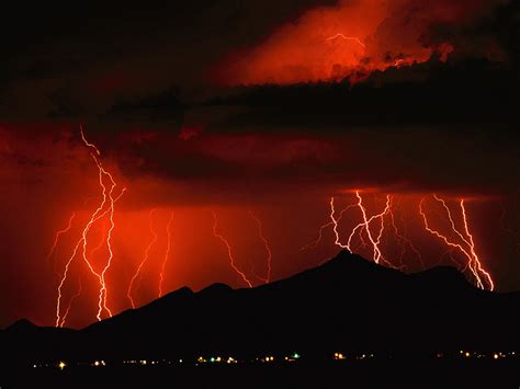Orange Lightning Storm Lightning Wallpaper