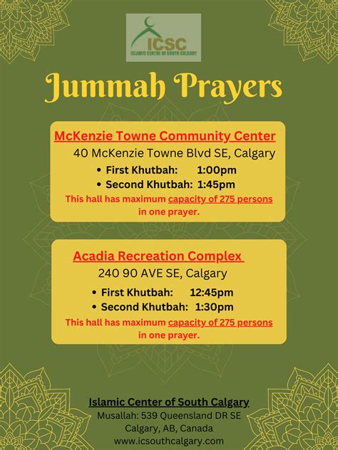 Icsc Jumuah Prayers Capacity Update Icsc Islamic Center Of