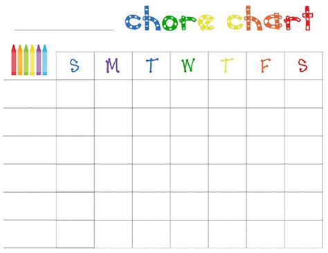 Blank Printable Chore Charts Room