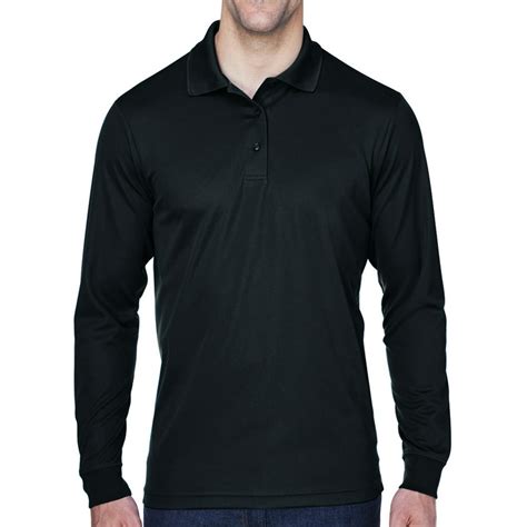 Buy Cool Shirts Mens Moisture Wicking Long Sleeve Polo Shirt Black