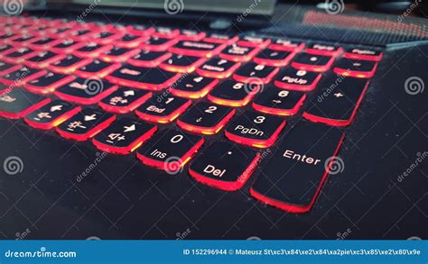 Red Illuminated Notebook Keyboard Stock Photo Image Of Office