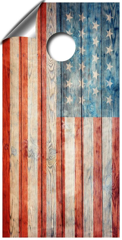 Weathered American Flag Cornhole Board Wrap Set Laminated West