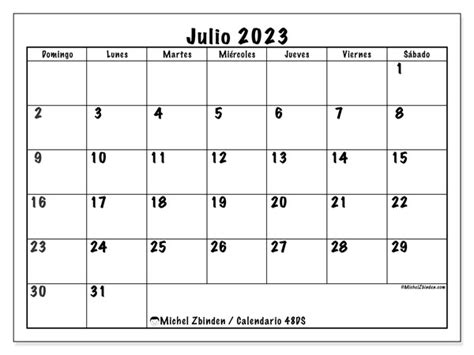 Calendario Julio De 2023 Para Imprimir “442ds” Michel Zbinden Co