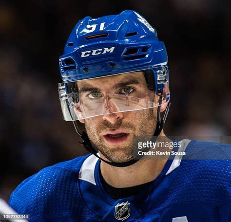 John Tavares Of The Toronto Maple Leafs Looks On Against The St