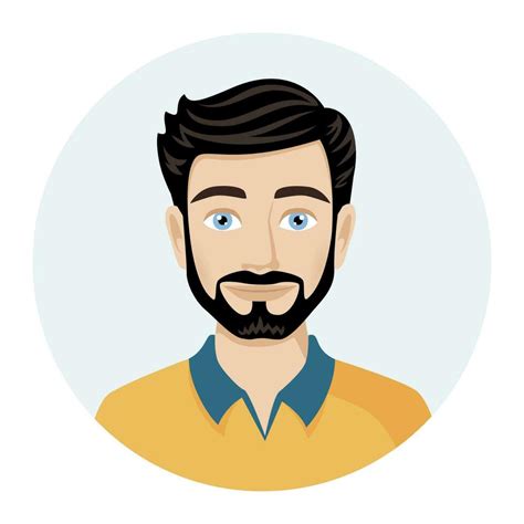 Male Avatar Portrait Of A Young Man With A Beard Vector Illustration