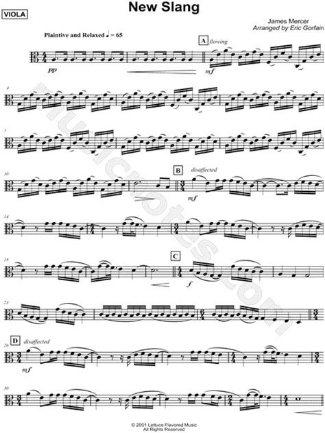 the shins new slang viola string quartet sheet music in c major download and print sku