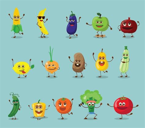 Premium Vector Vector Collection Of Cute Fruits Funny Fruit