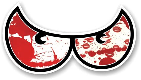 Pair Of Cartoon Angry Evil Eye Eyes Design With Blood Shot Splatter For