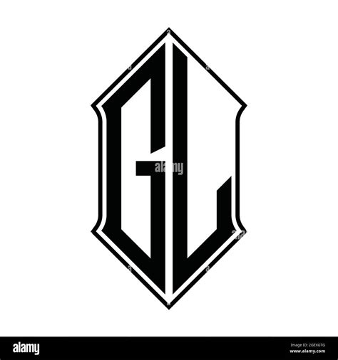 Gl Logo Monogram With Shieldshape And Black Outline Design Template