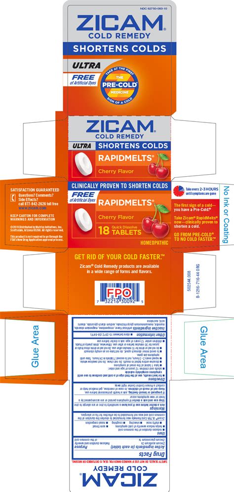 Ndc 62750 083 Zicam Ultra Cold Remedy Rapidmelts Tablet Oral Label Information Details Usage