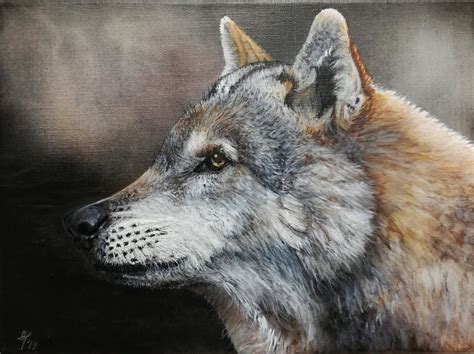 Wolf Original Painting Acrylic Airbrush On Canvas Etsy