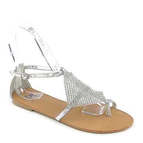 Shiekh Kylie 11 Silver Flat Jeweled Sandal