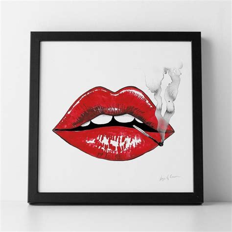 Age Of Reason Smoking Lips Art Print Red Hot Lips Art Print A3 A2