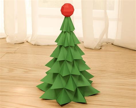 Diy Paper Christmas Tree 3d Papercraft New Year T Low Etsy Canada