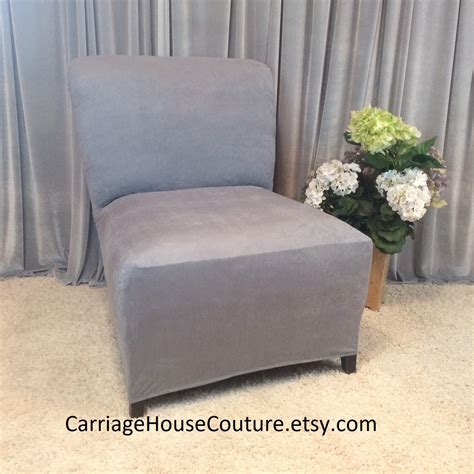 Shop armless chairs at national business furniture. Slipcover Light Gray Suede Chair Cover for Armless Chair ...