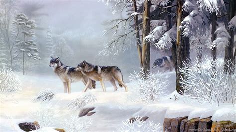 Wolves In The Snowy Forest 1920x1200 Fantasy Desktop Wallpaper 28719