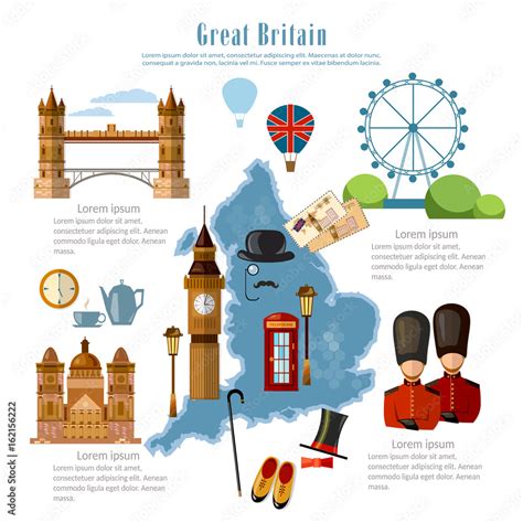 Vecteur Stock Great Britain Infographics Sights Culture England