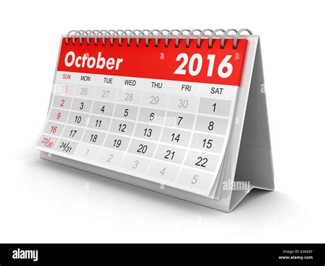 Calendar October 2016 Clipping Path Included Stock Photo Alamy
